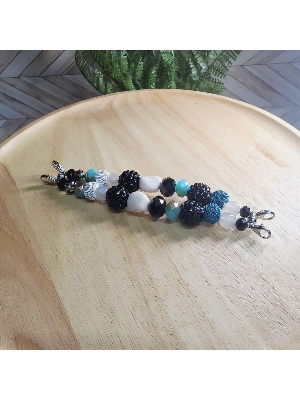 Beaded Medical ID Bracelet with Jeweled Beads and Tag